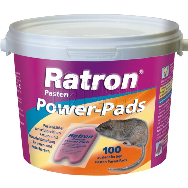 Приманка от крыс и мышей мягкая , Ratron, в пакетах порционная, 100*10г в пластиковом ведре