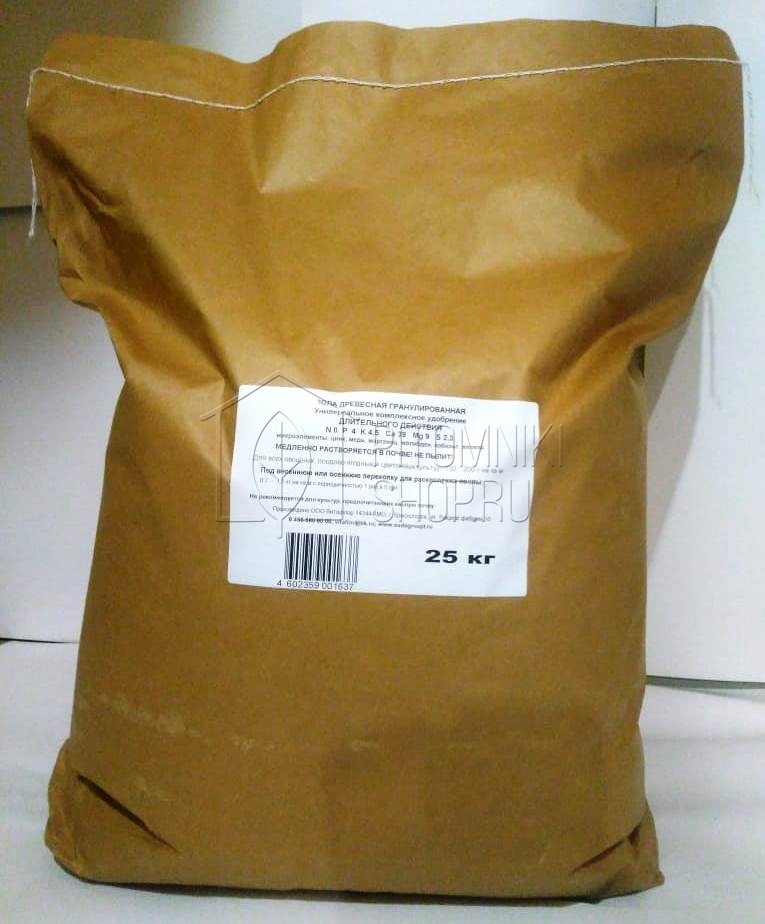 Зола древесная гранулированная 25 кг (пакет)